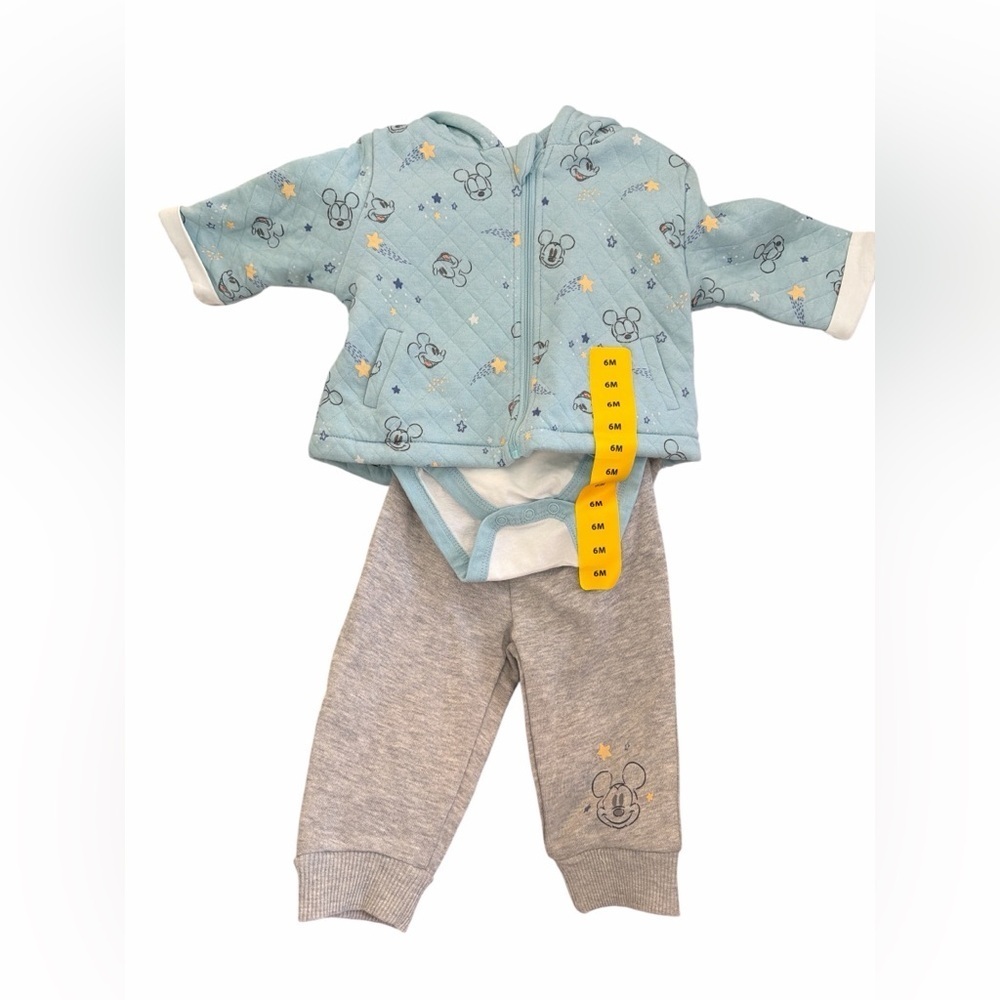 Disney Baby Snap Close Top, Sweatpants, Zippered Hoodie 3 Piece Set NWT